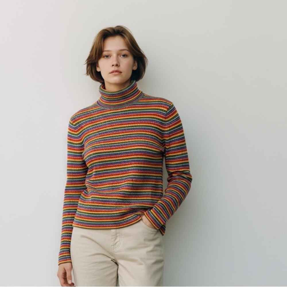LUNIK Brazilian Turtleneck Sweater, Gorgeous Colors, 4 Way Stretch, Midweight